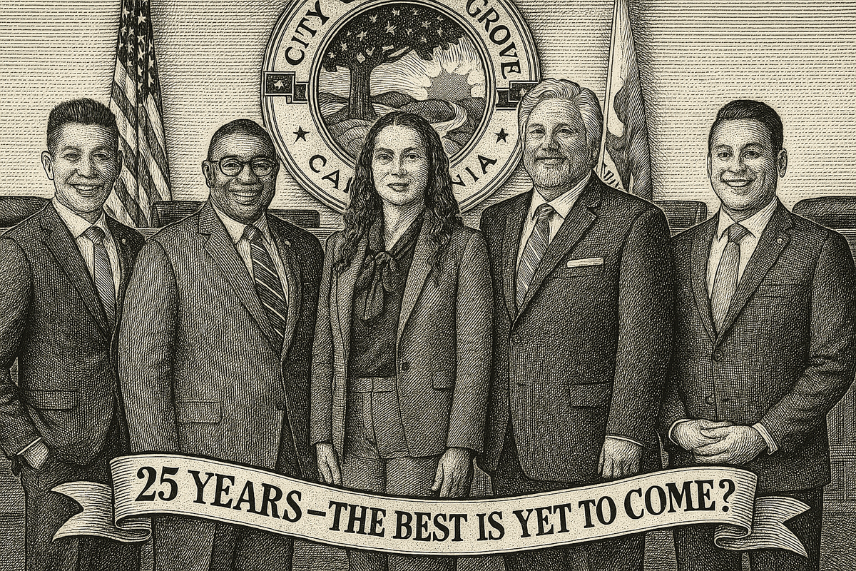 Elk Grove News Minute - A Special 25th Elk Grove Birthday Greeting for the City Council, Mayor