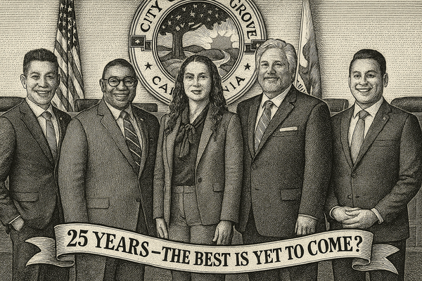 Elk Grove News Minute - A Special 25th Elk Grove Birthday Greeting for the City Council, Mayor