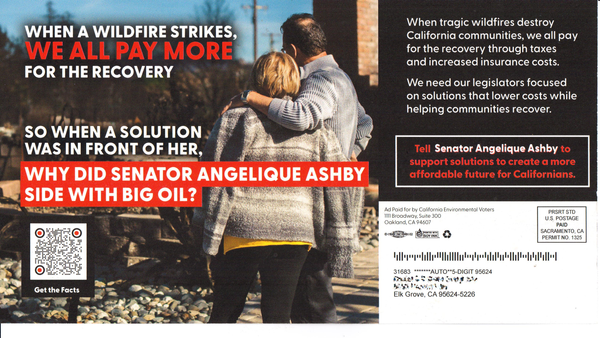 'Why Did Senator Angelique Ashby Side With Big Oil' mailer asks