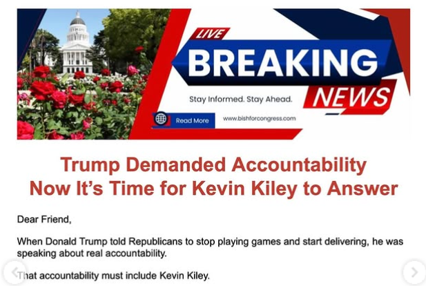 Bish Bashes Kiley - Implies Insufficient Loyalty to Trump, MAGA